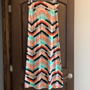 EUC Maxi skirt with multicolor chevron pattern.